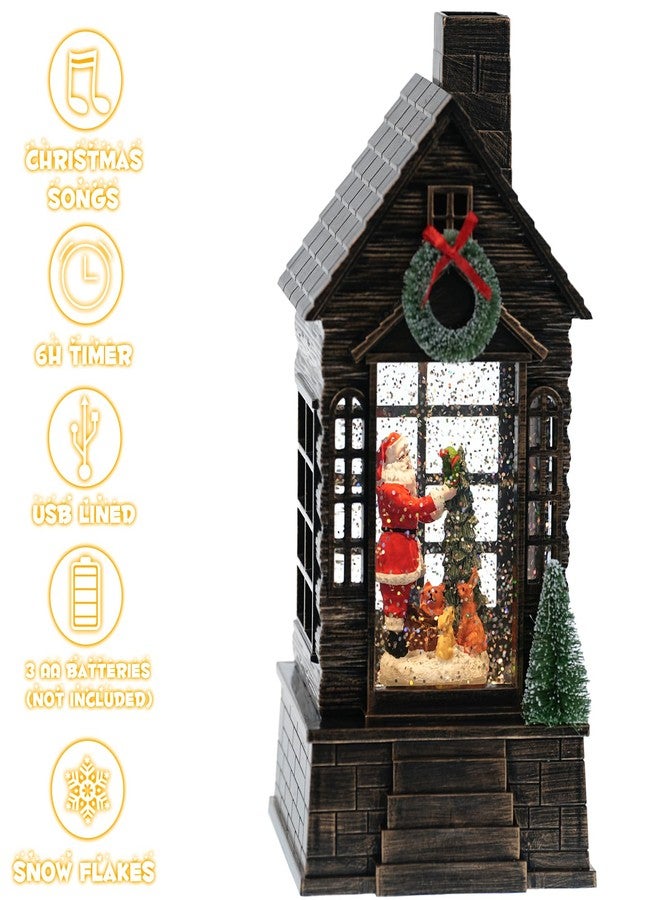 كرات ثلجية لعيد الميلاد مع بابا نويل، فانوس كرة ثلجية بمؤقت موسيقي مع بريق متلألئ، كرة ثلجية مضيئة لعيد الميلاد (بابا نويل) - Image 2